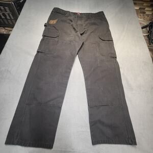 Wrangler Cargo Pants Mens 42x31 Black Straight Ripstop Double Knee Utility